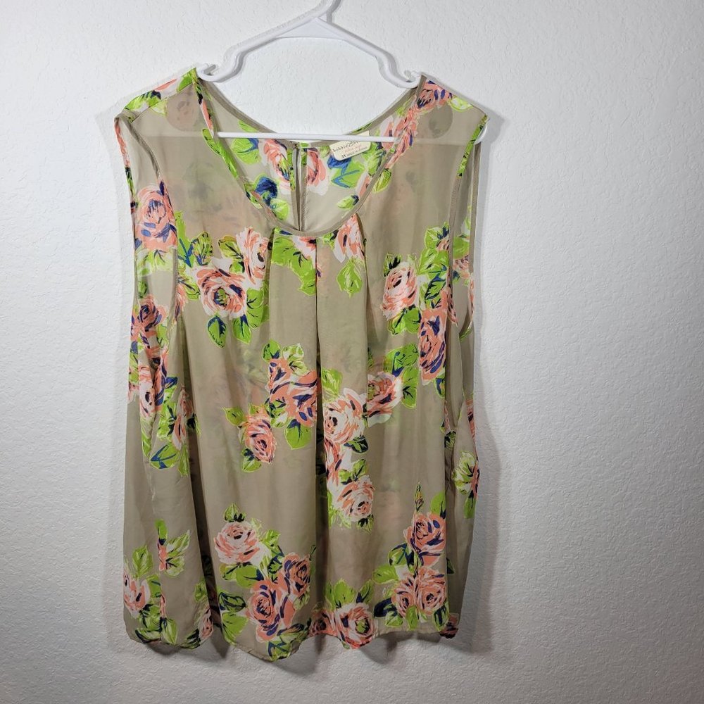Bobbie Brooks 3X women floral sheer tank top